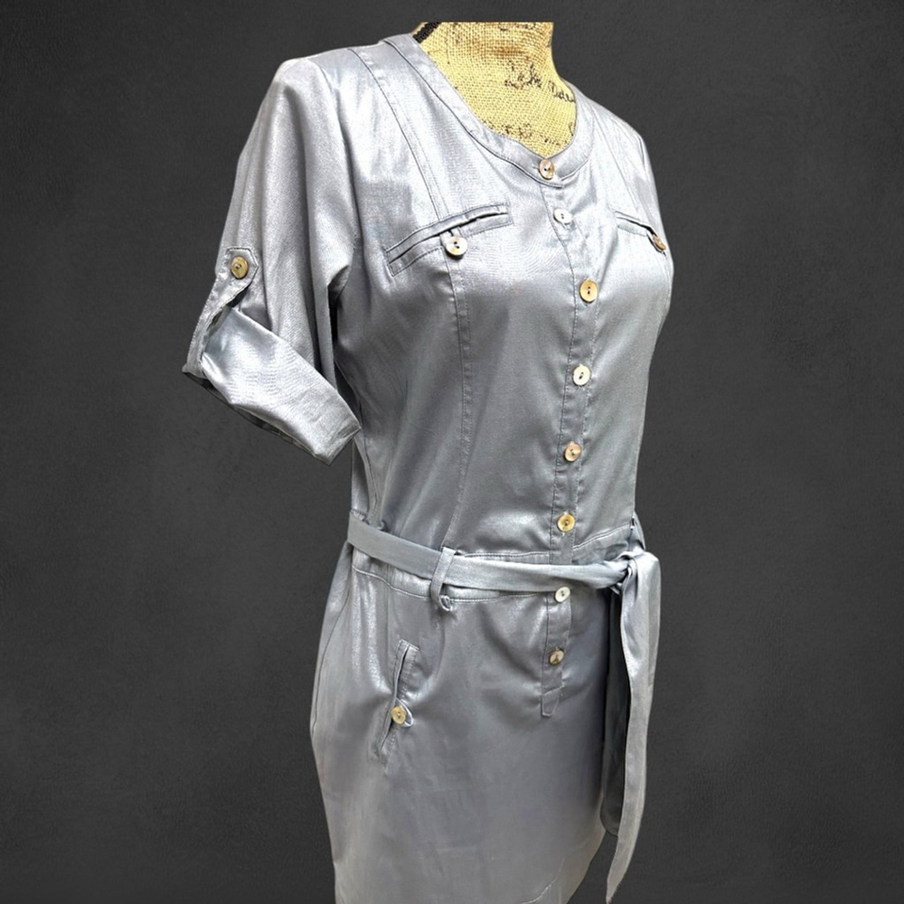 💥$10💥Ruscoe Metallic Silver Dress #112 - Picture 3 of 16